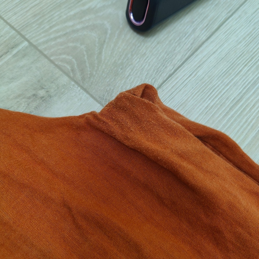 Zara Womens Wide Leg Pants XL Orange 100% Linen Drawstring Coastal Summer - Picture 8 of 11